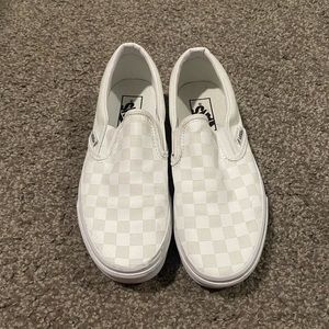 White Checkered Slip On Vans